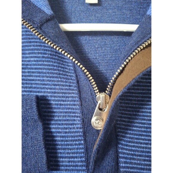 Peter Millar Men Small  1/4 Zip Italian Merino Wool  Sweater Blue Black Stripe - Picture 5 of 9